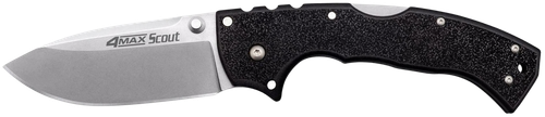 Cold Steel CS62RQ 4-Max Scout 4" Folding Plain Stone Washed Japanese AUS-10A SS Blade/ Black Griv-Ex Handle Includes Pocket Clip