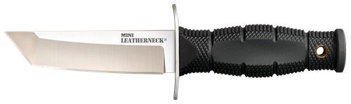 Cold Steel CS39LSAA Leatherneck  Mini 3.50" Fixed Tanto Plain Satin 8Cr13MoV SS Blade/3.25" Black Deep Checkered w/Double Quillon Guard Kray-Ex Handle Includes Sheath