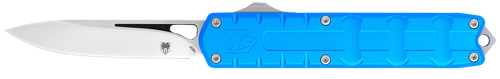 CobraTec Knives CTEBLUM390DNS Enforcer  3.25" OTF Drop Point Plain M390 Steel Blade/Blue Aluminum Handle