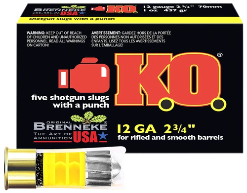 Brenneke SL122KO K.O.  12Gauge 2.75" 1oz Slug Shot 5 Per Box/50 Case