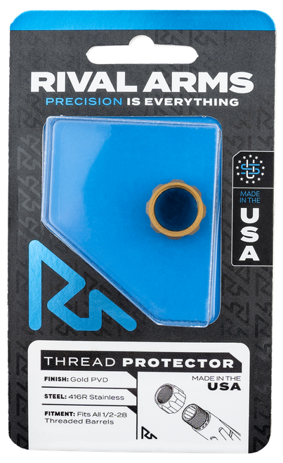 Rival Arms RARA300001E Thread Protector  9mm Luger Gold PVD 416R Stainless Steel 1/2"-28 tpi