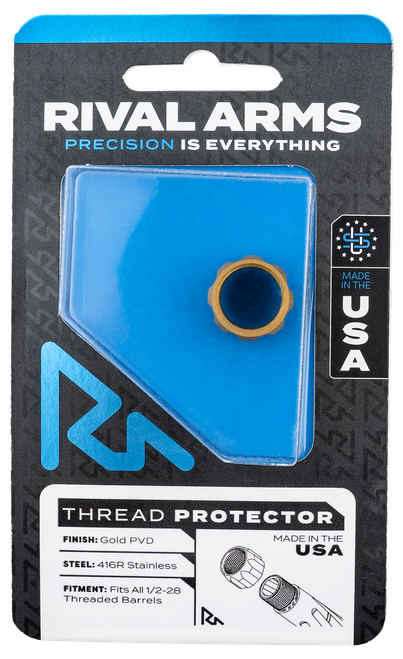 Rival Arms RARA300001E Thread Protector  9mm Luger Gold PVD 416R Stainless Steel 1/2"-28 tpi