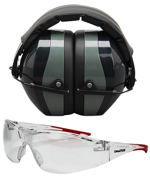Champion Targets 40622 Eyes & Ears Combo 26 dB Over the Head Passive Muff & Shooting Glasses Black/Gray