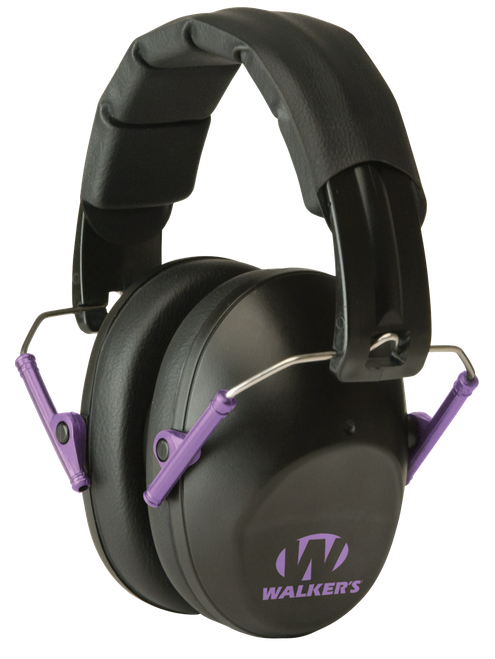 Walker's GWPFPM1BKPU Pro Low Profile Passive Muff 22 dB Over the Head Black/Purple Accent Polymer