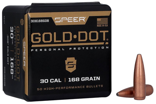 Speer 308168GD Gold Dot  30Cal 168gr Soft Point 50 Per Box/20 Case