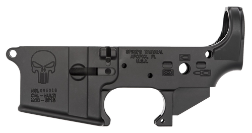 Spikes STLS015 Punisher Stripped Lower Receiver Multi-Caliber 7075-T6 Aluminum Black Anodized for AR-15