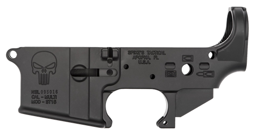Spikes STLS015 Punisher Stripped Lower Receiver Multi-Caliber 7075-T6 Aluminum Black Anodized for AR-15