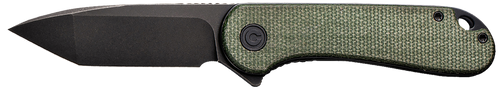 Civivi Knives C907T-E Elementum  2.96" Folding Tanto Plain Black Stonewashed D2 Steel Blade, 4.03" Green Textured Micarta Handle