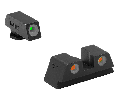 Meprolight USA 102203301 Tru-Dot Sight Set Green Tritium/Orange Tritium/Black Frame Compatible w/Glock 42/43/43X/48X, Post/Dovetail Mount