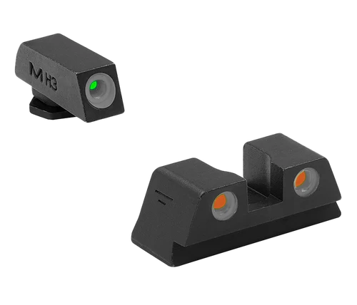Meprolight USA 102203301 Tru-Dot Sight Set Green Tritium/Orange Tritium/Black Frame Compatible w/Glock 42/43/43X/48X, Post/Dovetail Mount