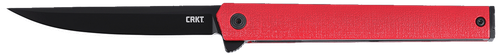 CRKT 7097RK CEO Flipper EDC 3.35" Folding Plain Black EDP AUS-8A SS Blade, Red GRN Handle