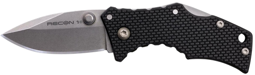 Cold Steel CS7DS Recon 1 Micro 2" Folding Spear Point Plain Stonewashed 4034 SS Blade/ Black Griv-Ex Handle Includes Pocket Clip