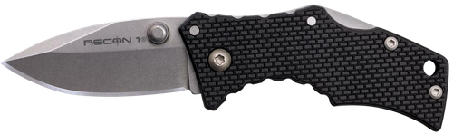 Cold Steel CS7DS Recon 1 Micro 2" Folding Spear Point Plain Stonewashed 4034 SS Blade/ Black Griv-Ex Handle Includes Pocket Clip