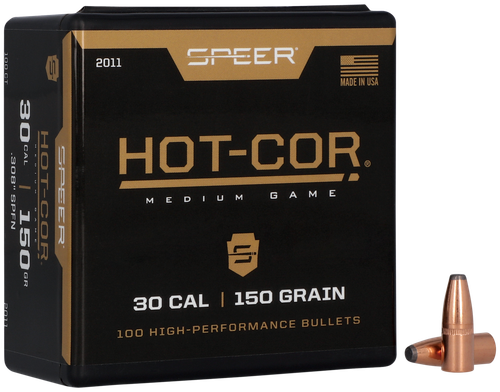 Speer 2011 Hot-Cor  30Cal 150gr Soft Point Flat Nose 100 Per Box/5 Case