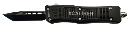 Xcaliber Knife Company  45 ACP  Small 2.75" OTF Tanto Plain Black 440C SS Blade, 3.91" Steel Handle