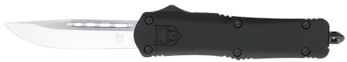 CobraTec Knives MBFS3DNS FS-3  Medium 3" OTF Drop Point Plain D2 Steel Blade, 4.50" Black Aluminum Alloy Handle