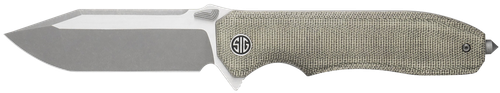 Sig Sauer Knives VA9GT Validus  3.78" Folding Modified Tanto Plain Dark Acid Stonewash/Satin M390 Steel Blade, 4.76" Green Canvas Micarta Handle