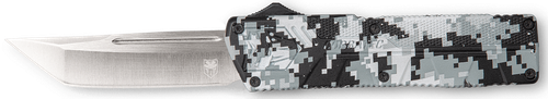 CobraTec Knives WDCCTLETNS Lightweight  3.25" OTF Tanto Plain D2 Steel Blade/Winter Digi Camo Aluminum Handle Includes Pocket Clip