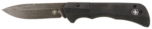 Templar Knife AAABK321 Auto Assist  3.50" Folding Drop Point Plain Black Oxide Stonewashed D2 Steel Blade, 4.25" Aluminum Handle