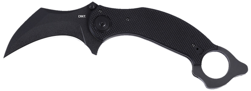 CRKT 2635 DU Hoc Deadbolt 3.62" Fixed Karambit Plain Black Powder Coated D2 Steel Blade, Black G10 Handle
