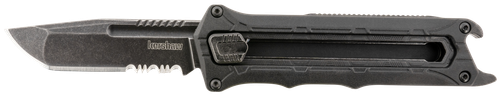Kershaw 1195 Interstellar  2.70" OTF Tanto Part Serrated Black Oxide Blackwash 8Cr13MoV SS Blade, Black Textured w/Bottle Opener Glass-Filled Nylon Handle, Includes Pocket Clip