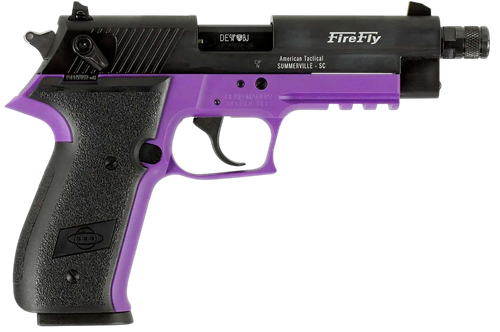 GSG GERG2213TFFLA FireFly  22 LR 13+1 4.90" Black Threaded Barrel, Aluminum Serrated Slide, Purple Aluminum Frame w/Picatinny Rail, Textured Grip