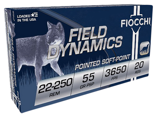 Fiocchi 22250B Field Dynamics  22-250Rem 55gr Pointed Soft Point 20 Per Box/10 Case