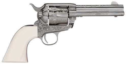 Taylors & Company 200058 1873 Cattleman Outlaw Legacy 357 Mag Caliber with 4.75" Barrel, 6rd Capacity Cylinder, Overall Nickel Engraved Finish Steel & Ivory Synthetic Grip