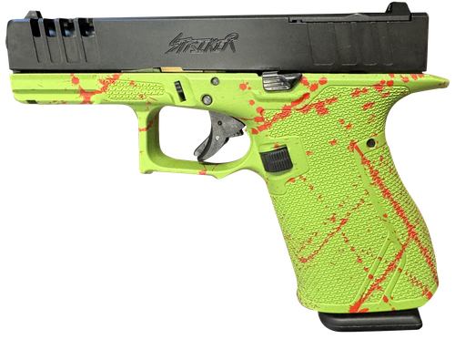 Great Lakes Firearms GL19SZOM Striker  Compact Frame 9mm Luger 15+1 4" Black Nitride Steel Barrel, Black Cerakote Serrated w/Slide Cuts Steel Slide, Zombie Cerakote Polymer Frame & Grip, Ambidextrous