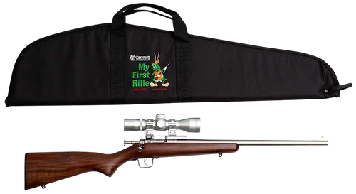 Crickett KSA2238BSC My First Rifle Package 22 S/L/LR Single Shot 16.10" Stainless Steel Barrel & Receiver, American Walnut Fixed Stock, 4x32 Scope