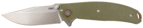 CRKT 2471 Butte  3.36" Folding Plain Stonewashed D2 Steel Blade/OD Green G10 Handle Includes Pocket Clip