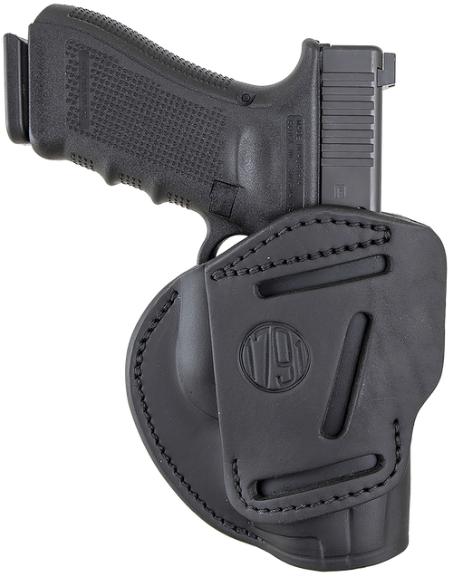 1791 Gunleather 3WH5SBLA 3-Way  IWB/OWB Size 05 Stealth Black Leather Belt Loop Compatible w/ Glock 17 Compatible w/ Springfield XD Compatible w/ S&W M&P Compatible w/ HK VP9 Ambidextrous Hand