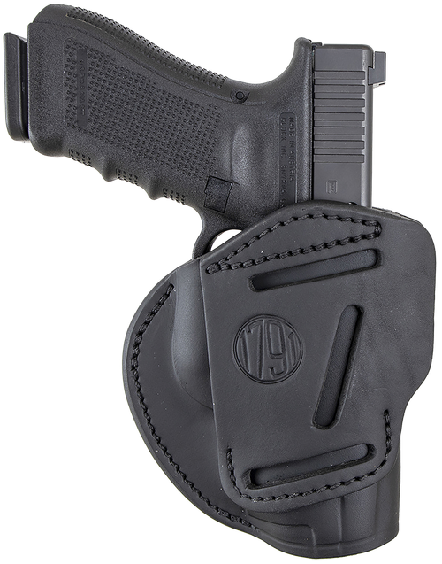 1791 Gunleather 3WH5SBLA 3-Way  IWB/OWB Size 05 Stealth Black Leather Belt Loop Compatible w/ Glock 17 Compatible w/ Springfield XD Compatible w/ S&W M&P Compatible w/ HK VP9 Ambidextrous Hand