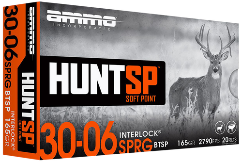 Ammo Inc 3006165SPA20 Hunt  30-06Springfield 165gr Soft Point 20 Per Box/10 Case