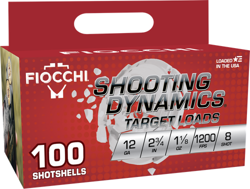 Fiocchi 12SDB188 Shooting Dynamics  12Gauge 2.75" 1 1/8oz 8Shot 100 Per Box/2 Case