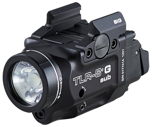 Streamlight 69437 TLR-8 w/Laser Black Anodized, Green Laser 5.0 mW/500 Lumens Output 510-530nm Wavelength, Fits Sig Sauer P365/P365XL