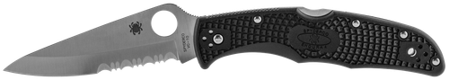 Spyderco C10PSBK Endura 4 Lightweight 3.75" Folding Drop Point Part Serrated VG-10 SS Blade Black  Textured FRN Handle Includes Pocket Clip