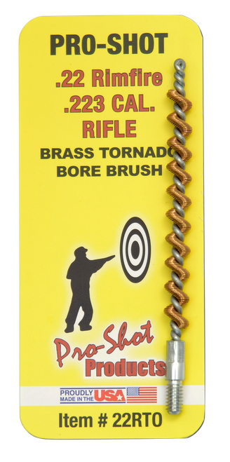 Pro-Shot 22RTO Tornado Bore Brush .22/ .223/ 5.56mm Cal Rifle #8-32 Thread Brass Spiral Wound Loop