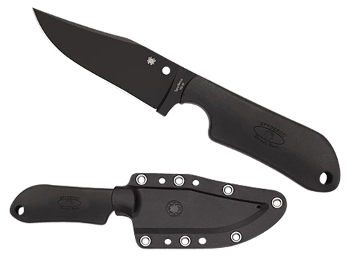 Spyderco FB15PBBK Street Beat  3.51" Fixed Bowie Plain Black DLC VG-10 SS Blade/Black Textured FRN Handle