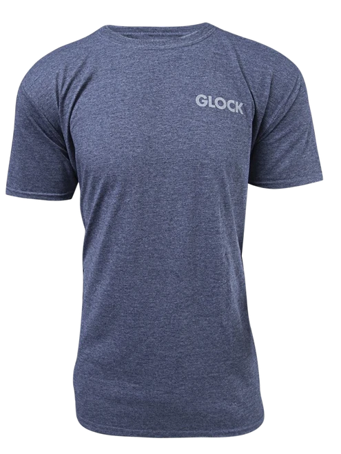 Glock AA75157 Pistol Flag  Heather Navy Cotton/Polyester Short Sleeve Large Semi-Fitted