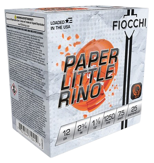 Fiocchi 12FPWR75 Paper Little Rino Extrema 12Gauge 2.75" 1 1/8oz 7.5Shot 25 Per Box/10 Case