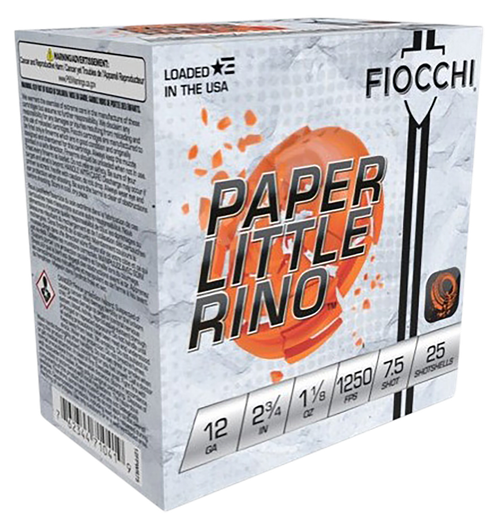 Fiocchi 12FPWR75 Paper Little Rino Extrema 12Gauge 2.75" 1 1/8oz 7.5Shot 25 Per Box/10 Case