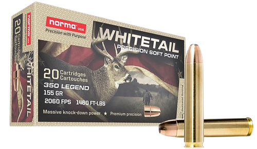 Norma Ammunition 603404704 Whitetail  350Legend 155gr Soft Point 20 Per Box/10 Case
