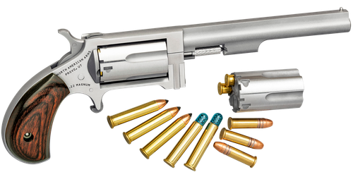 North American Arms SWC4 Sidewinder *CA Compliant 22 LR/22 WMR 5 Shot 4" Stainless Steel Barrel, Stainless Steel Frame, Stainless Cylinder, Rosewood Birdshead Grip, Exposed Hammer