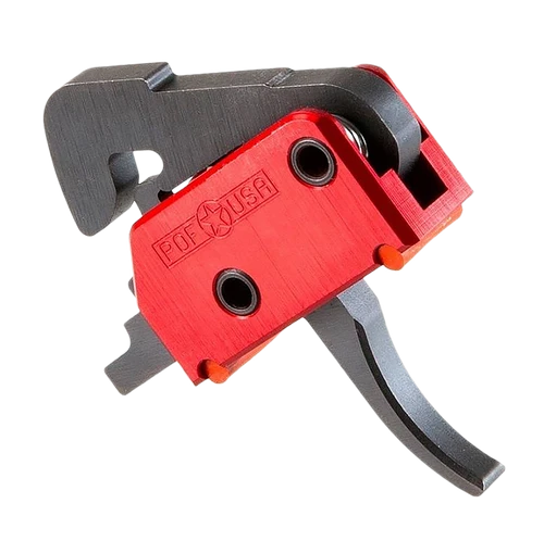 Patriot Ordnance Factory 00457 Drop-In  Single-Stage Curved Trigger with 4.50 lbs Draw Weight & Black/Red Finish for AR-Platform