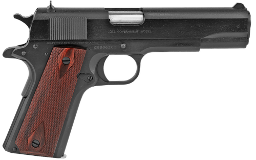 Colt Mfg O1911C38 1911 Government 38 Super 9+1 5" Blued National Match Barrel, Serrated Steel Slide & Frame w/Beavertail, Black Cherry Checkered G10 Grip