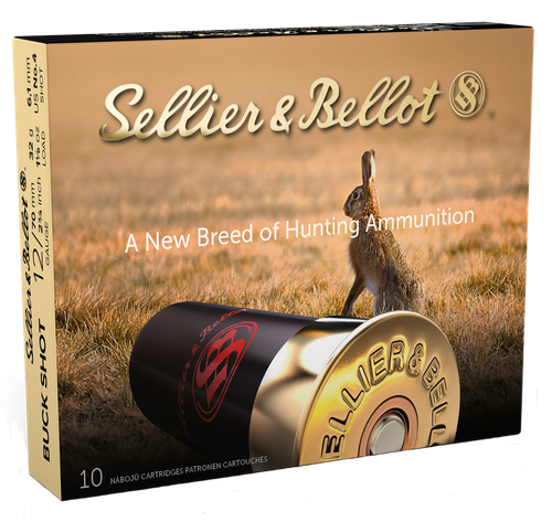 Sellier & Bellot SB12BSH Hunting  12Gauge 2.75" 21Pellets 1 1/8oz 4Buck Shot 10 Box/25 Case