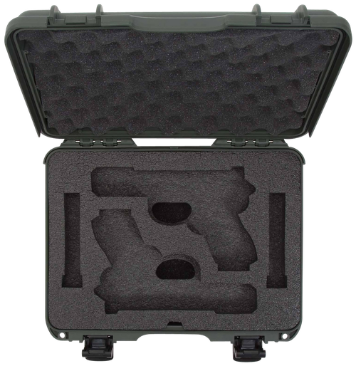 Nanuk 910GLOCK6 910 Glock Compatible 2 Up Pistol Case Olive Polymer w/ Latches Closed-Cell Foam Padding & Airline Approved 13.20" L x 9.20" W x 4.10" H Interior Dimensions