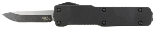 Templar Knife CABR321 Premium LW  Micro 1.85" OTF Drop Point Plain Black Oxide Stonewashed D2 Steel Blade, 3.50" Black Aluminum Handle, California Legal