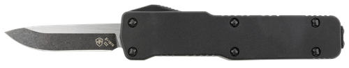 Templar Knife CABR321 Premium LW  Micro 1.85" OTF Drop Point Plain Black Oxide Stonewashed D2 Steel Blade, 3.50" Black Aluminum Handle, California Legal